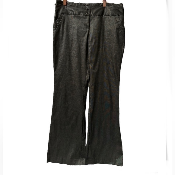 Decided wide leg slacks shiny gray sz 9 faux back pockets 2 front pockets (1039) - Picture 7 of 11